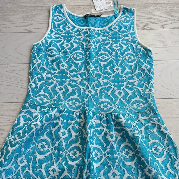 Peruvian Connection Blue White Woven Jacquard Pima Cotton Dress Bahia Sundress - Picture 4 of 15